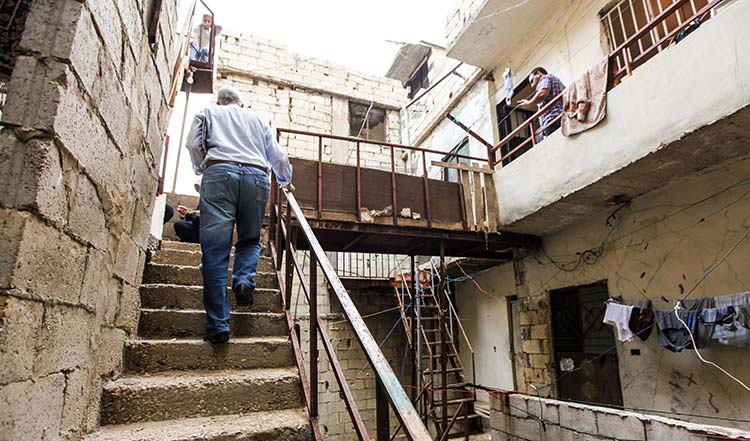 Damaged buildings in Lebanon civil war