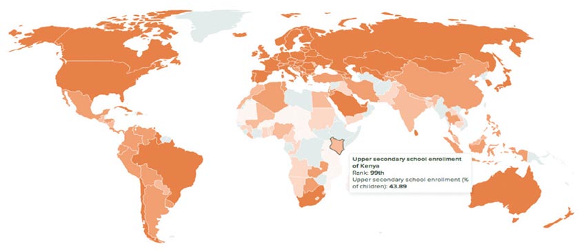 Secondary school enrolment rates: education poverty map