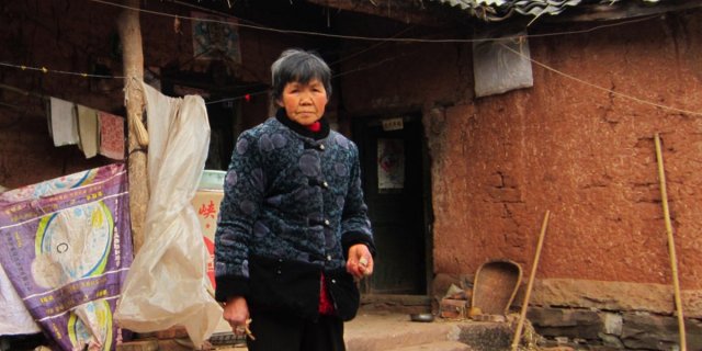 woman walking through street