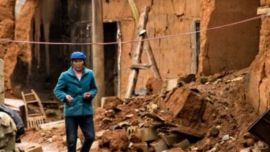 emergency response . women walking through street