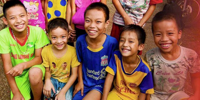 vietnam typhoon children smiling