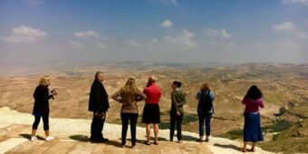 volunteers in jordan looking at the view