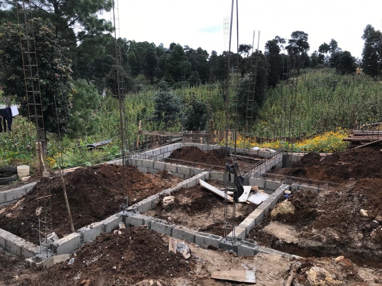 Mexico Chiapas The construction begins on the new home with enough rooms to provide privacy for the whole family.