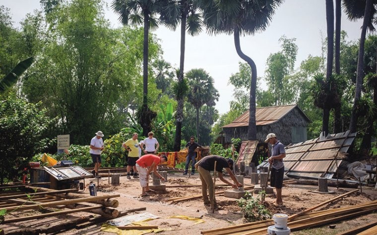 volunteers in cambodia with habitat for humanity