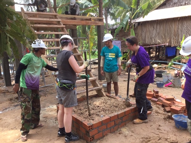 Touchstone volunteers bricklaying