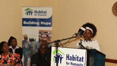 Dorcas Phiri gives a talk to a conference of Habitat for Humanity Zambia