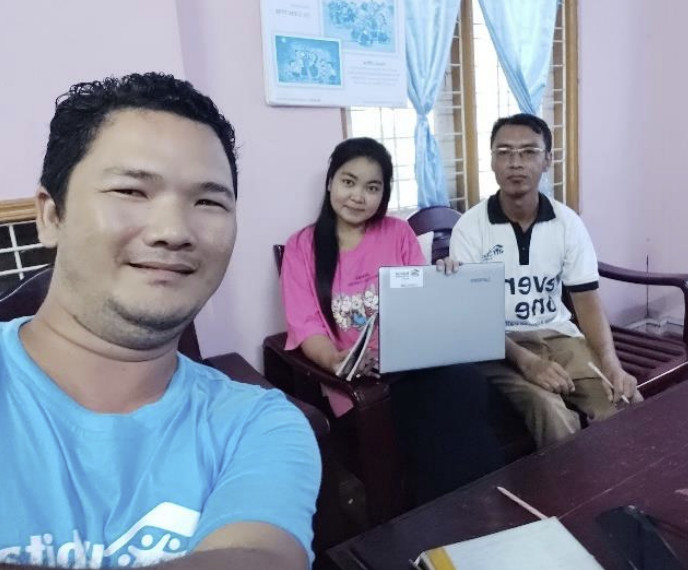 the team in myanmar take a selfie at work Habitat for Humanity Staff