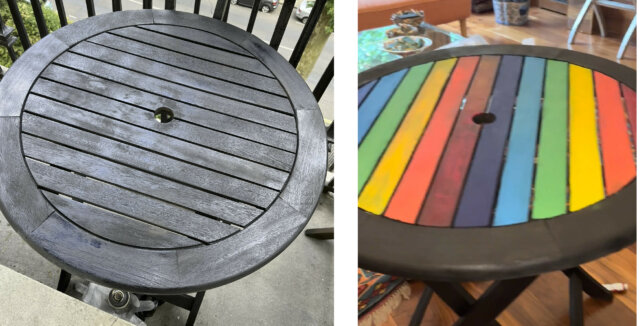 layala ASL upcycling table before and after