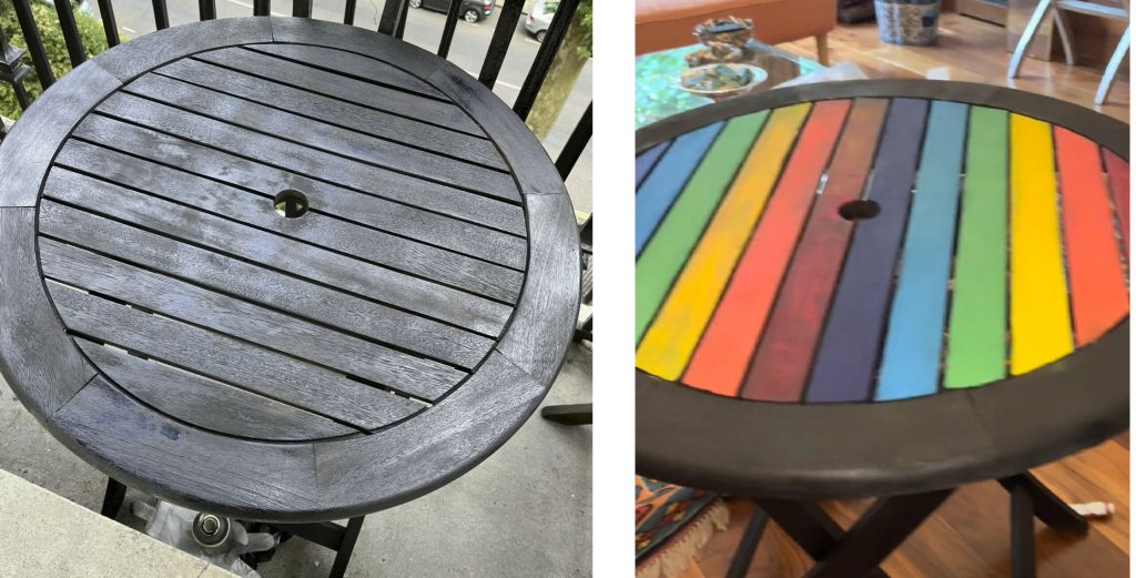 layala ASL upcycling table before and after