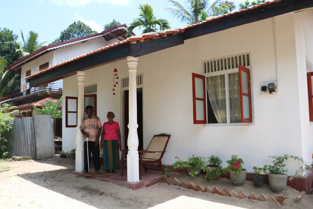 Saranapala and Indrani at their new home in Sri Lanka