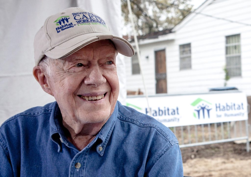 former US president of the USA Jimmy Carter working with Habitat for Humanity
