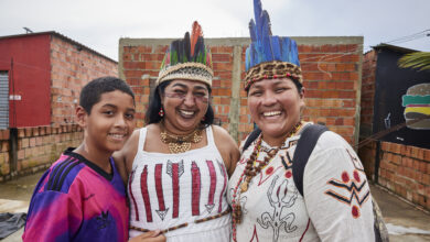 indigenous family smiling together in Brazil