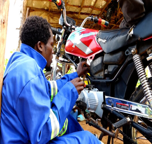 A photo from the essential skills training offered by Habitat for Humanity Malawi following Cyclone Freddy, from carpentry to motorbike mechanics