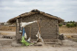 A small house with earthen walls